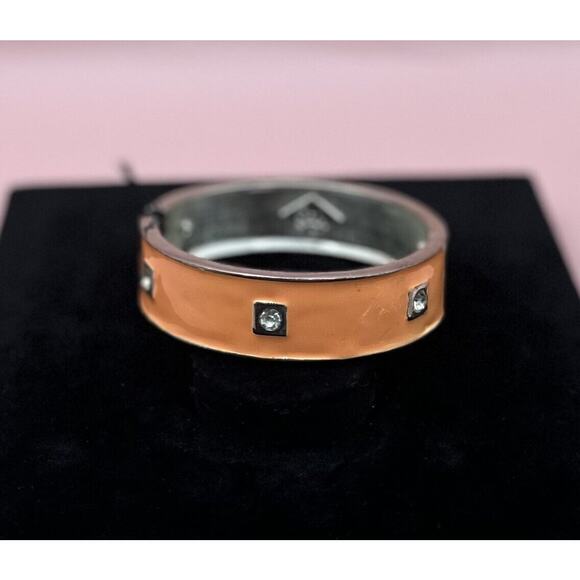 Sequin Nordstrom Orange Bling Silver Tone Statement Enamel Bangle Bracelet # 153 - Picture 3 of 3